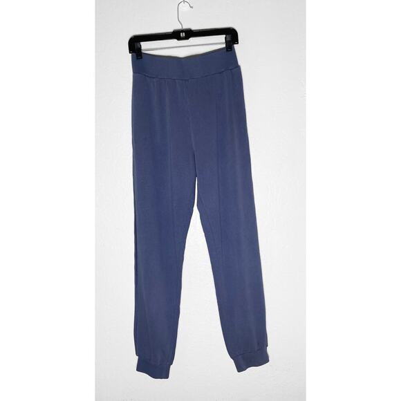 Frame Denim Cotton Side Slit Joggers Periwinkle Blue Comfy Stretch Loungewear - Picture 1 of 9
